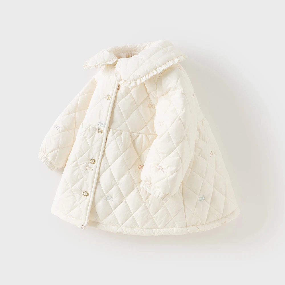 Dave Bella Children Girls Gentle Cute Cotton Jacket Top Sweet Outerwear Winter Fashion Casual Parka Outdoor Warm DB4253754