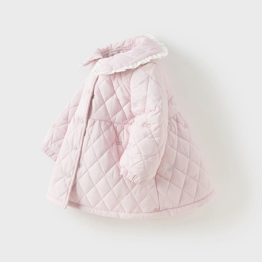 Dave Bella Children Girls Gentle Cute Cotton Jacket Top Sweet Outerwear Winter Fashion Casual Parka Outdoor Warm DB4253754