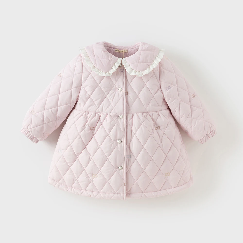 Dave Bella Children Girls Gentle Cute Cotton Jacket Top Sweet Outerwear Winter Fashion Casual Parka Outdoor Warm DB4253754