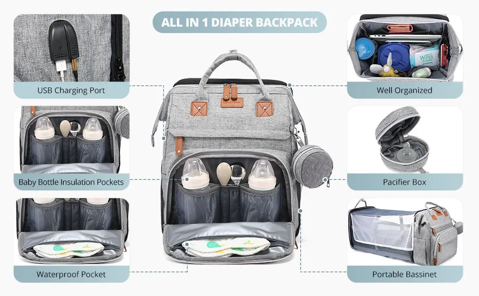 New Baby Nappy Changing Bags Changing Station Portable Baby Bed Travel Bassinet Folding Crib Shade Cloth Changing Pad Waterproof