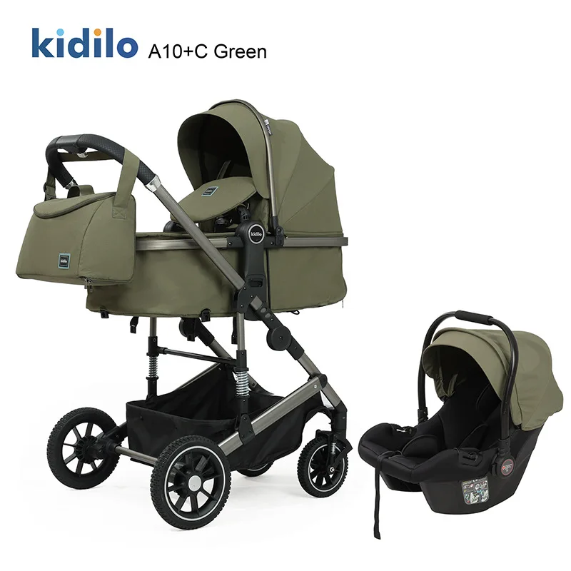 2025 New High-view Baby Stroller Car Seat Can Sit and Lie Down Two-way Baby Carrier Three-in-one Baby Stroller Artifact