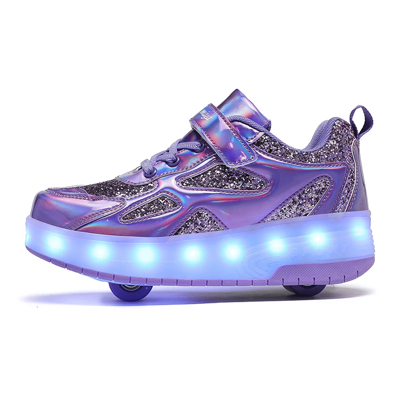 Children's Sneakers Men's Girls Roller Skates Ice Skates Wheeled Pink Led Light Kids Led Shoes Boys USB Charging Casual Footwear