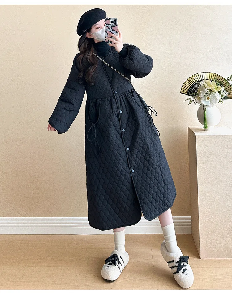 2025 Trendy Premium Pregnancy Coat Winter Cotton Blend Dress With Jacket Warm Elegant Comfortable Stylish Maternity Outfit
