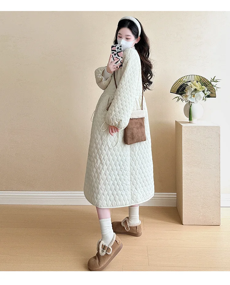 2025 Trendy Premium Pregnancy Coat Winter Cotton Blend Dress With Jacket Warm Elegant Comfortable Stylish Maternity Outfit