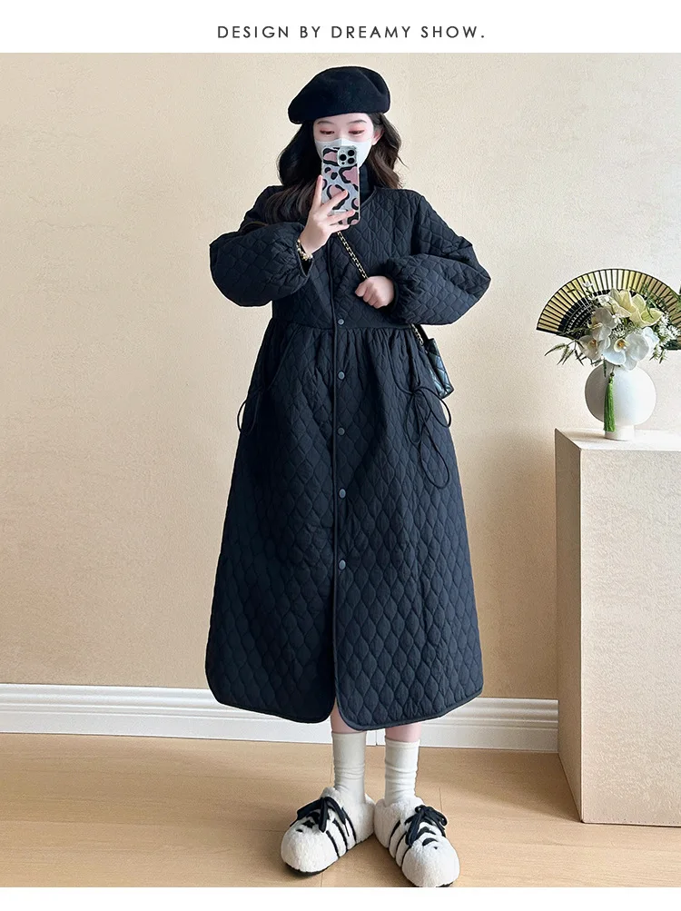 2025 Trendy Premium Pregnancy Coat Winter Cotton Blend Dress With Jacket Warm Elegant Comfortable Stylish Maternity Outfit
