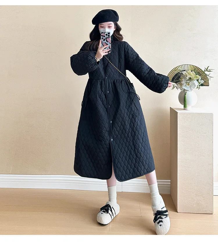 2025 Trendy Premium Pregnancy Coat Winter Cotton Blend Dress With Jacket Warm Elegant Comfortable Stylish Maternity Outfit