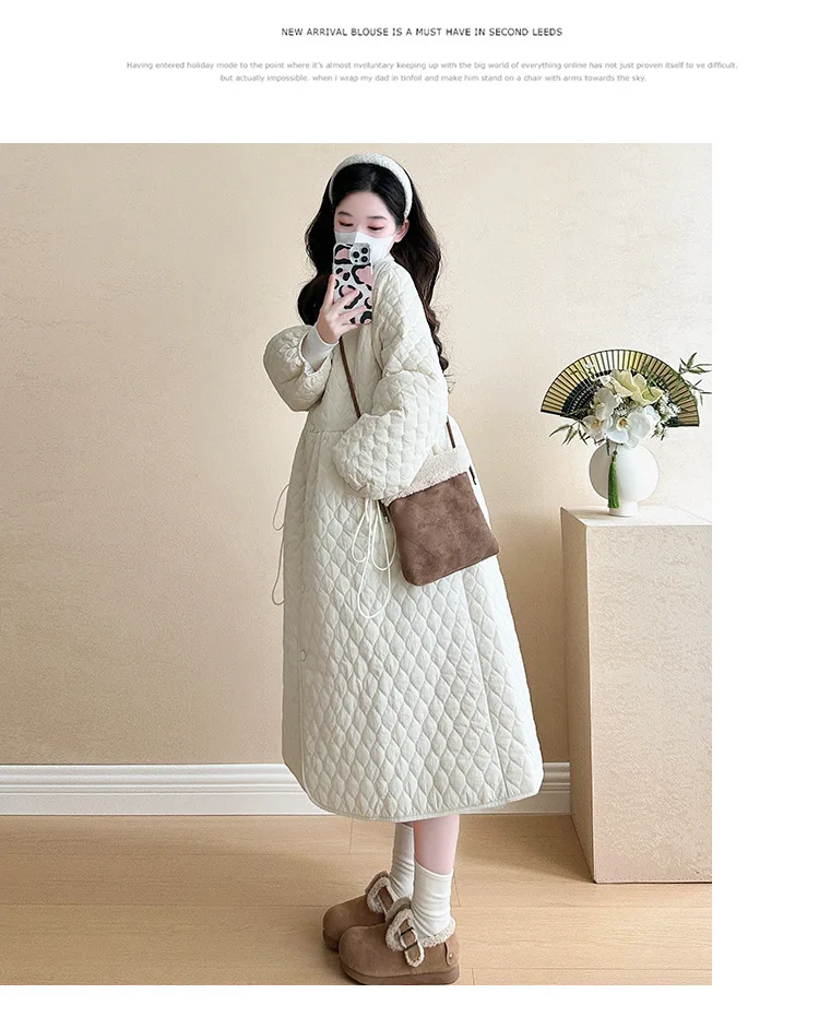 2025 Trendy Premium Pregnancy Coat Winter Cotton Blend Dress With Jacket Warm Elegant Comfortable Stylish Maternity Outfit