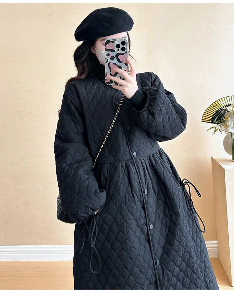 2025 Trendy Premium Pregnancy Coat Winter Cotton Blend Dress With Jacket Warm Elegant Comfortable Stylish Maternity Outfit