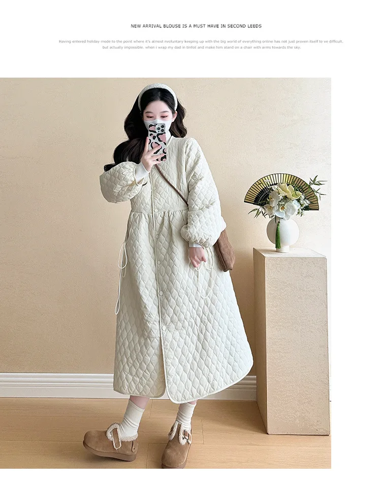 2025 Trendy Premium Pregnancy Coat Winter Cotton Blend Dress With Jacket Warm Elegant Comfortable Stylish Maternity Outfit