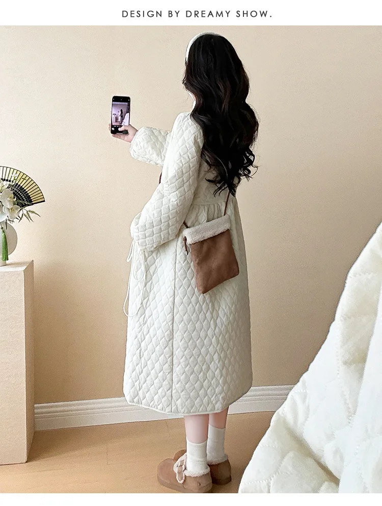 2025 Trendy Premium Pregnancy Coat Winter Cotton Blend Dress With Jacket Warm Elegant Comfortable Stylish Maternity Outfit