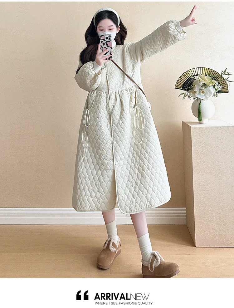 2025 Trendy Premium Pregnancy Coat Winter Cotton Blend Dress With Jacket Warm Elegant Comfortable Stylish Maternity Outfit