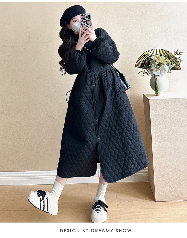 2025 Trendy Premium Pregnancy Coat Winter Cotton Blend Dress With Jacket Warm Elegant Comfortable Stylish Maternity Outfit