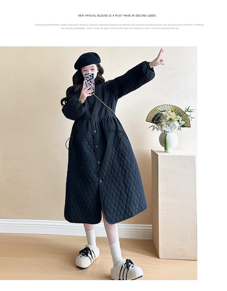 2025 Trendy Premium Pregnancy Coat Winter Cotton Blend Dress With Jacket Warm Elegant Comfortable Stylish Maternity Outfit