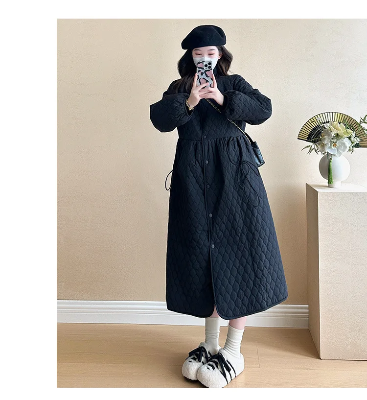2025 Trendy Premium Pregnancy Coat Winter Cotton Blend Dress With Jacket Warm Elegant Comfortable Stylish Maternity Outfit