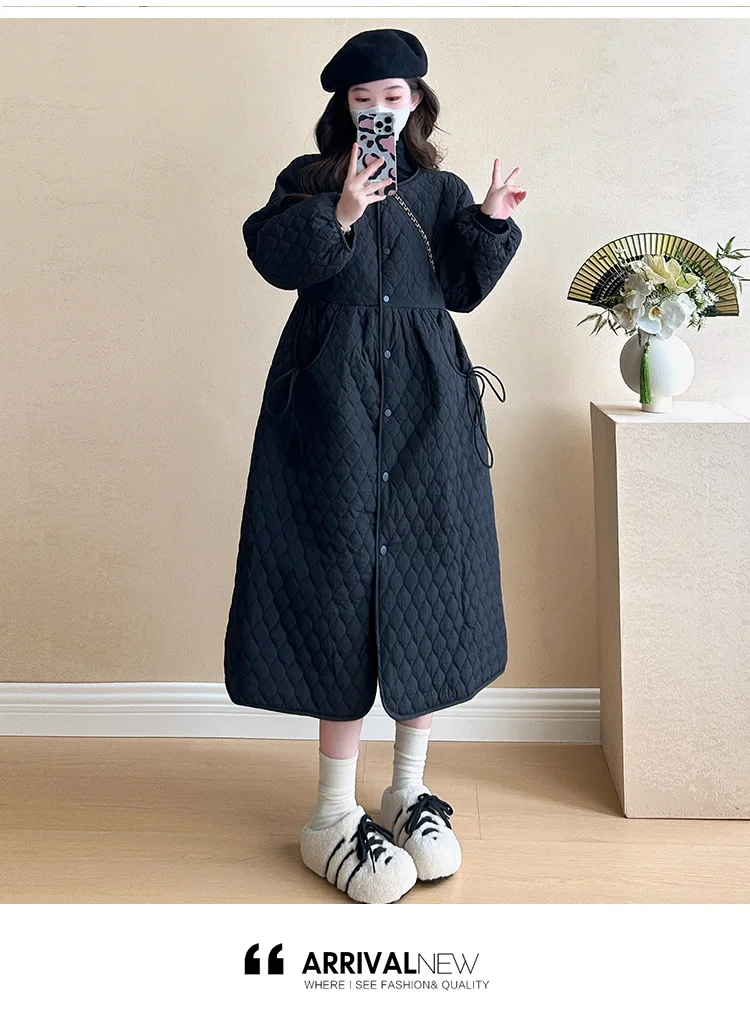 2025 Trendy Premium Pregnancy Coat Winter Cotton Blend Dress With Jacket Warm Elegant Comfortable Stylish Maternity Outfit