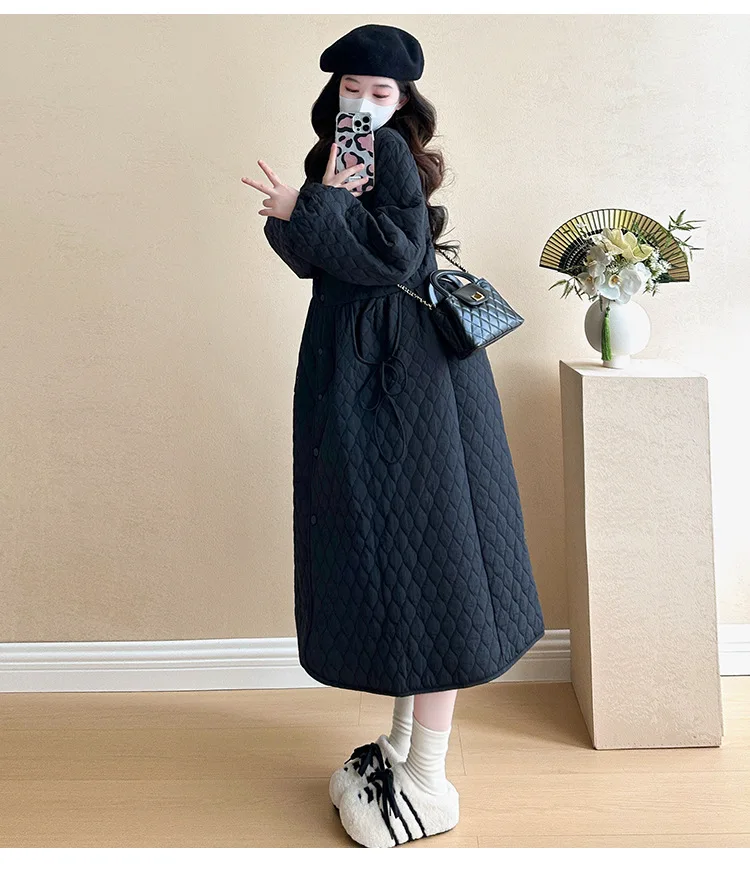 2025 Trendy Premium Pregnancy Coat Winter Cotton Blend Dress With Jacket Warm Elegant Comfortable Stylish Maternity Outfit