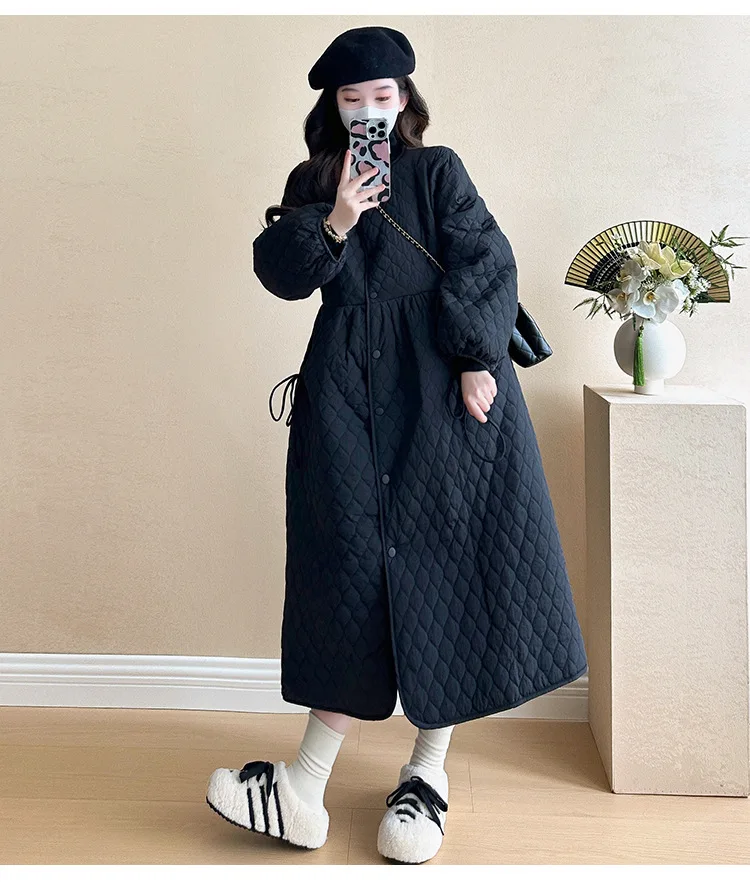 2025 Trendy Premium Pregnancy Coat Winter Cotton Blend Dress With Jacket Warm Elegant Comfortable Stylish Maternity Outfit