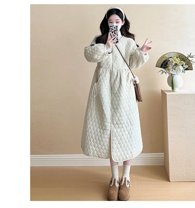 2025 Trendy Premium Pregnancy Coat Winter Cotton Blend Dress With Jacket Warm Elegant Comfortable Stylish Maternity Outfit