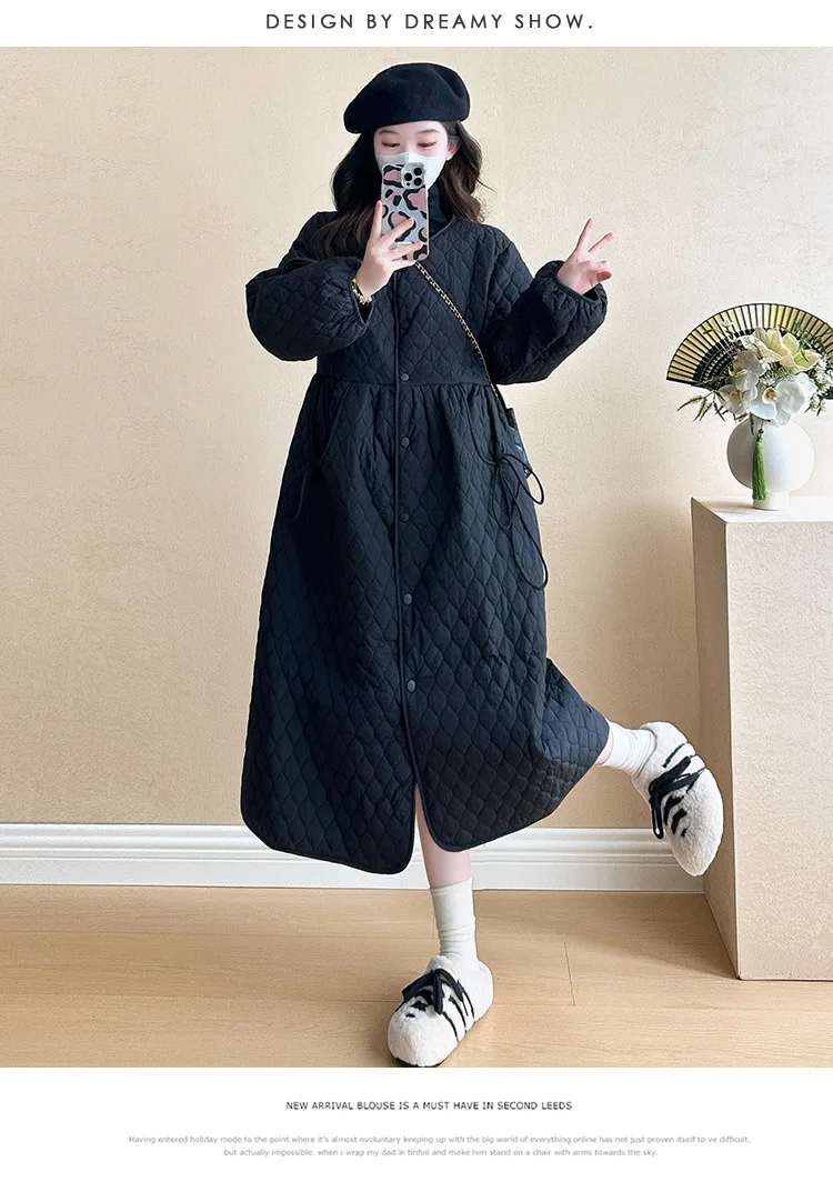 2025 Trendy Premium Pregnancy Coat Winter Cotton Blend Dress With Jacket Warm Elegant Comfortable Stylish Maternity Outfit