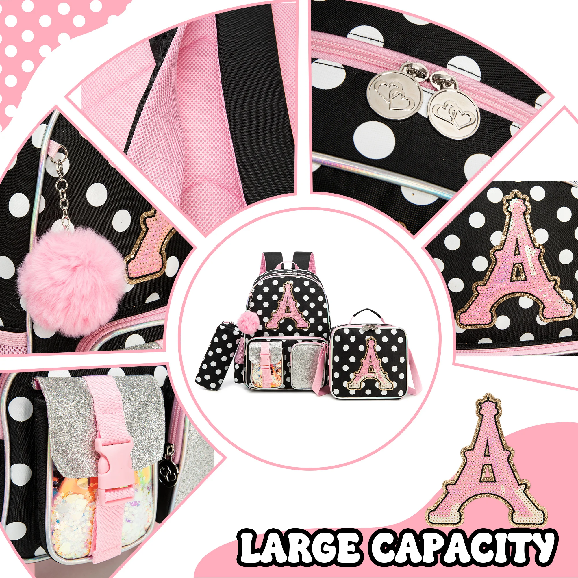 Backpack for Girls Letter Backpacks for Elementary Student Teen Girls Cute School Bag Kids Bookbag for Kids 8-10