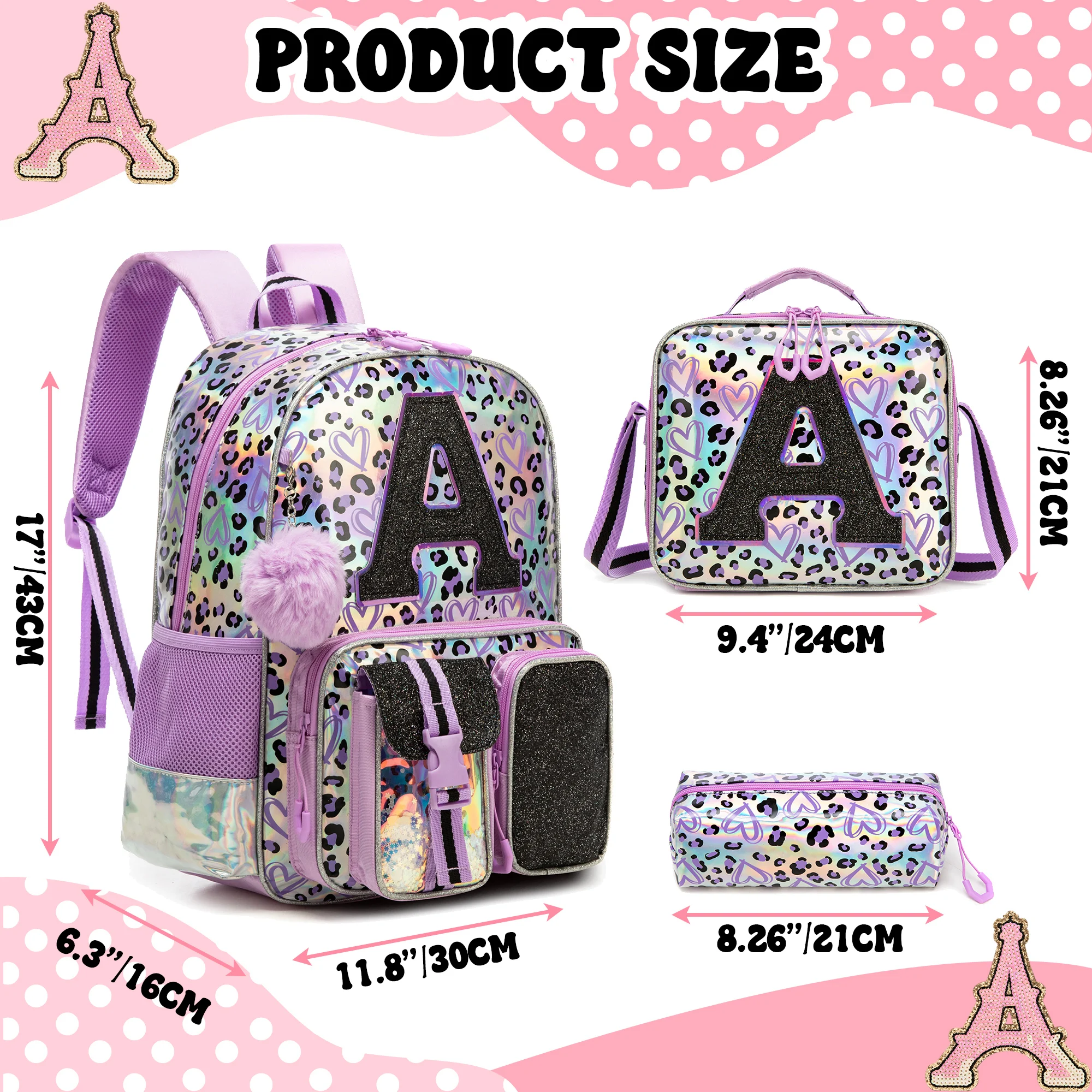 Backpack for Girls Letter Backpacks for Elementary Student Teen Girls Cute School Bag Kids Bookbag for Kids 8-10