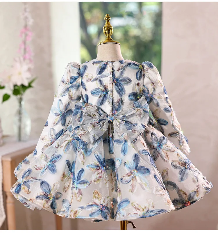 Girls Light Luxury Host Piano Performance Princess Ball Gown Chidren Fashion Birthday Party Dress y1717