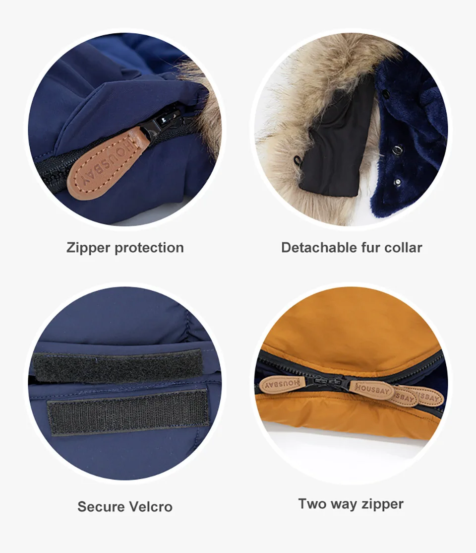0-24 Months Baby Stroller Footmuff Winter Envelope Navy Blue White Brown Patchwork Fluffy Windproof Warm Removable Fur Collar