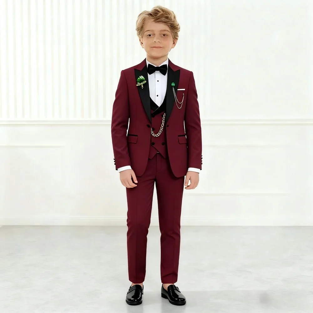 Hot-Selling Boy Birthday Suit Classic Ring Bearer Suit For Children Clothing Performance Suit Includes Jacket Trousers Vest