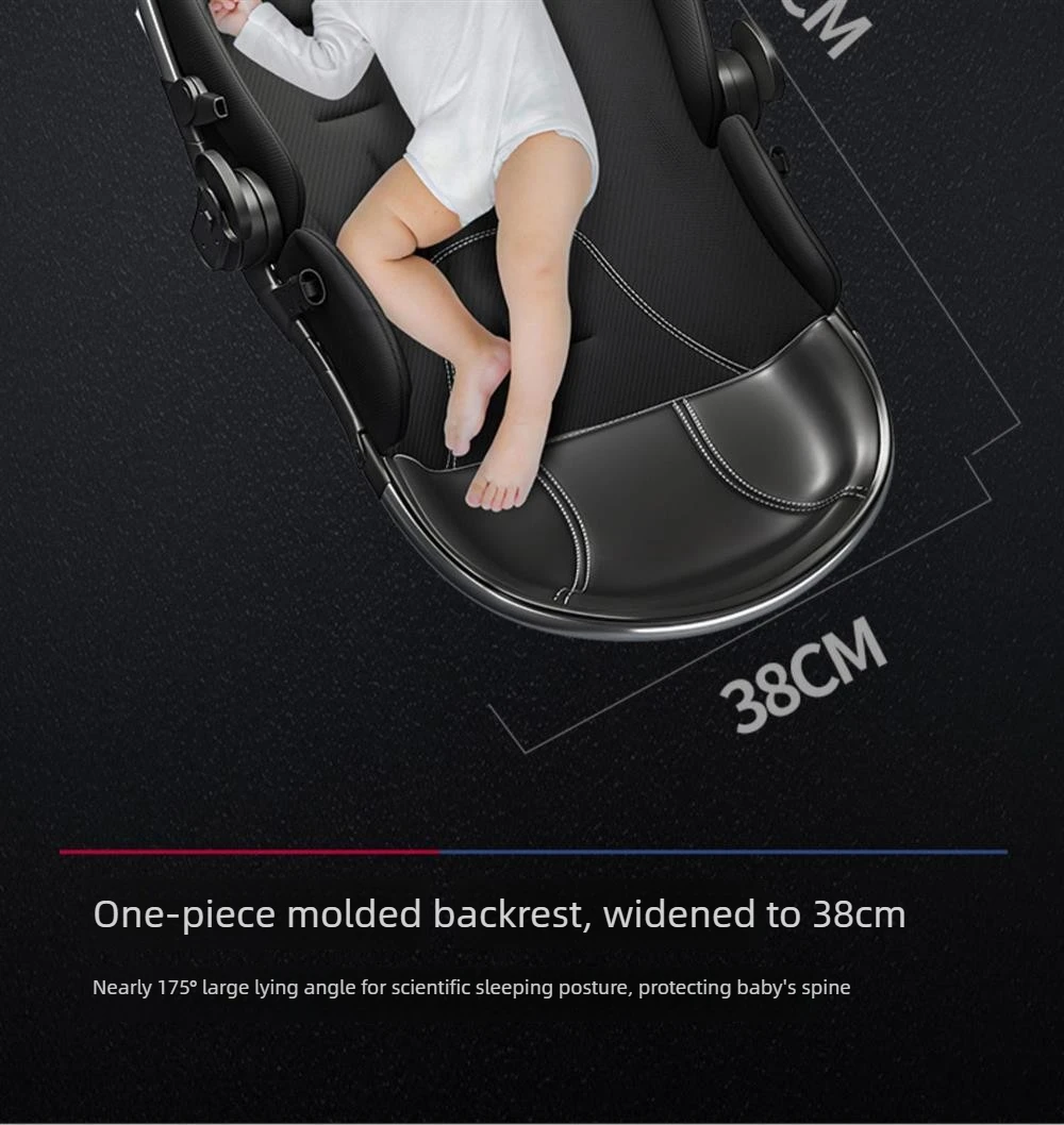 High-view Four-wheel Baby Stroller, Reversible, Lightweight and Foldable, with A Safety Carrier – A Three-in-one Stroller.
