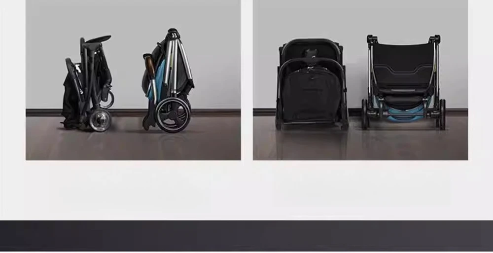 High-view Four-wheel Baby Stroller, Reversible, Lightweight and Foldable, with A Safety Carrier – A Three-in-one Stroller.