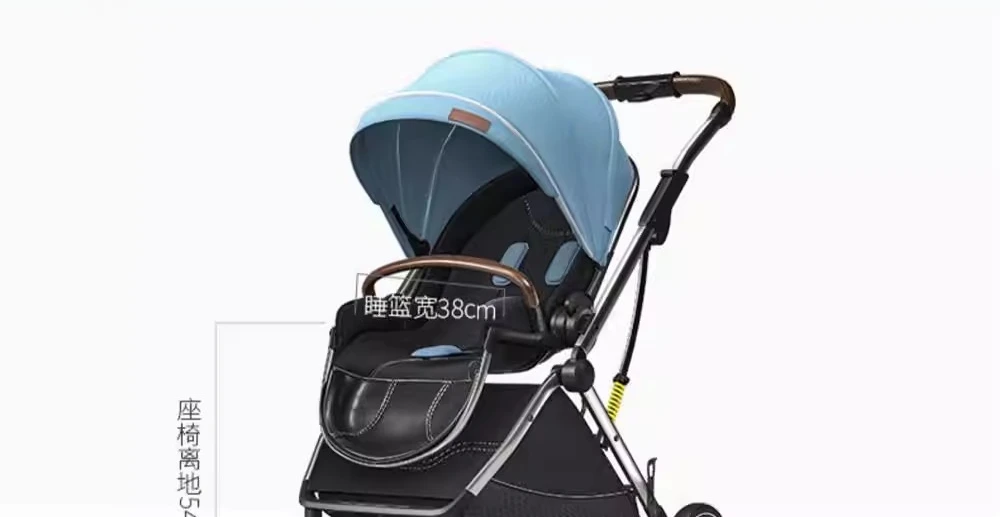 High-view Four-wheel Baby Stroller, Reversible, Lightweight and Foldable, with A Safety Carrier – A Three-in-one Stroller.
