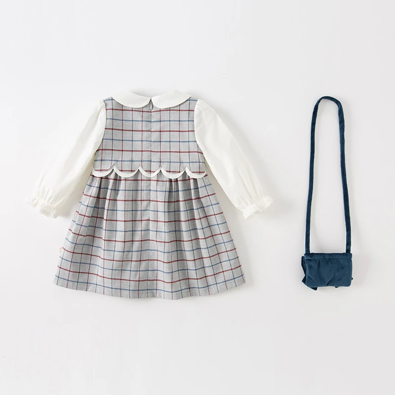 Dave Bella Girls' Plaid Long Sleeve Autumn Spring Dress Children Cute Winter Bottom Dress Casual Party Clothes DB3222818