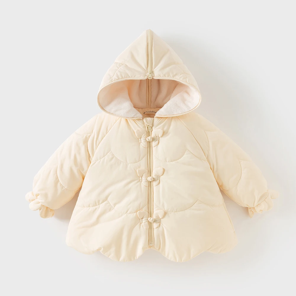 Dave Bella Girls Warm Jacket Autumn Winter Baby Plush Hoodie Children Thicken Overcoat Gentle Waterproof Kids Clothing DB4254636