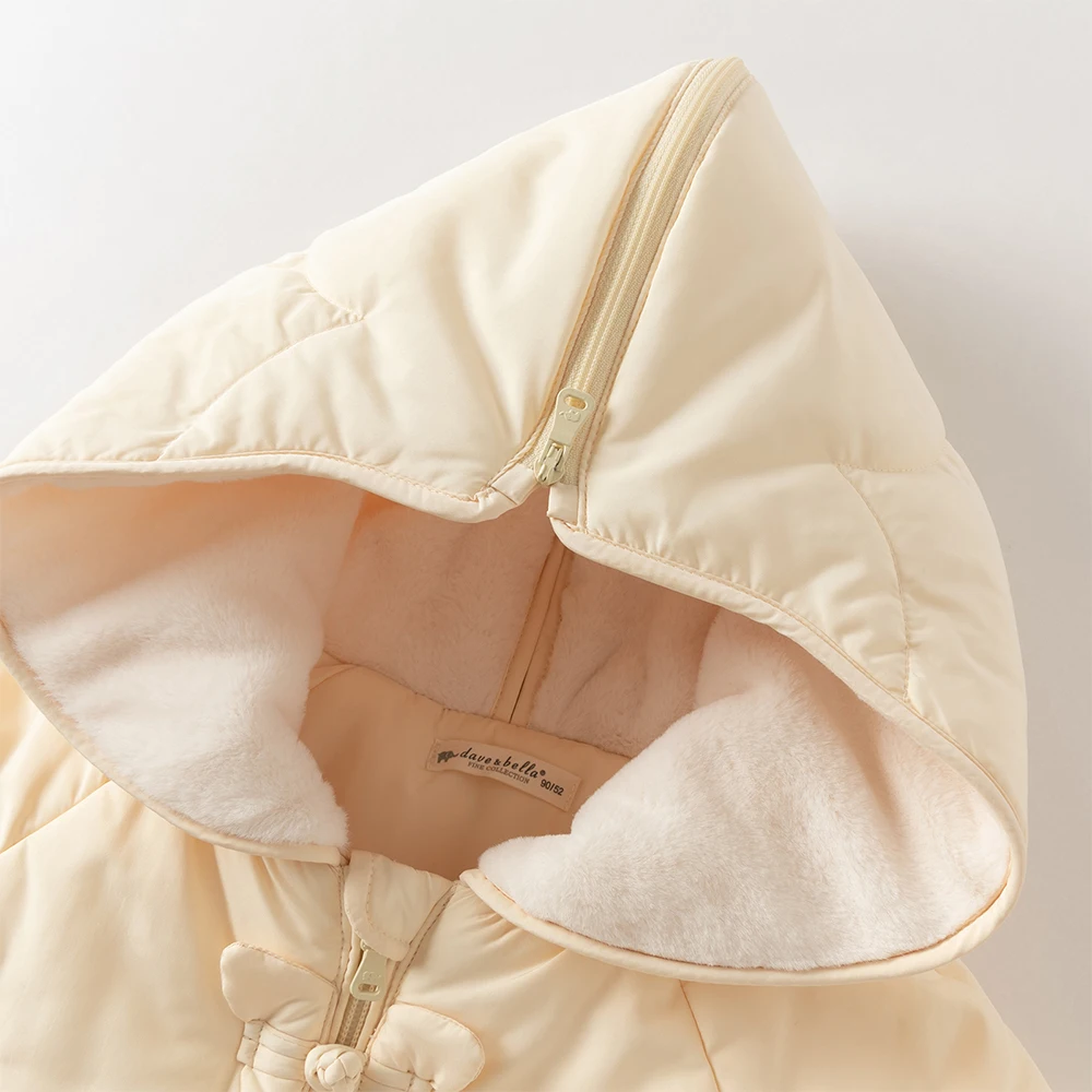 Dave Bella Girls Warm Jacket Autumn Winter Baby Plush Hoodie Children Thicken Overcoat Gentle Waterproof Kids Clothing DB4254636
