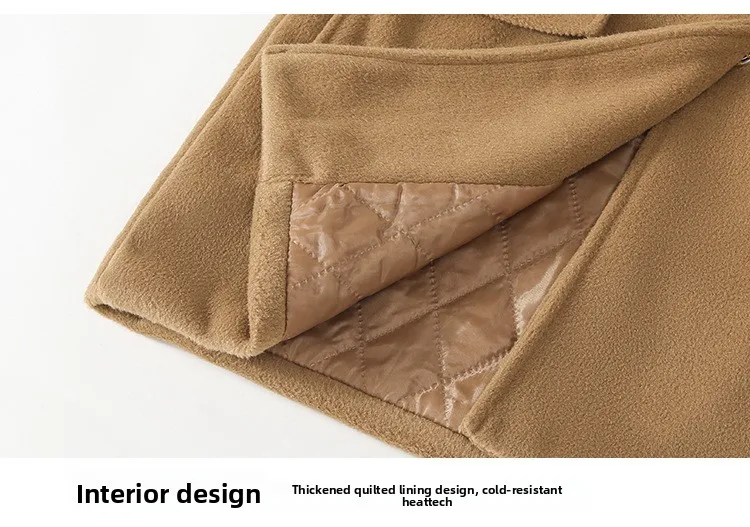 Winter Warm Wool Duffle Coat for Girls Hooded Mid Length Horn Toggle Button Windproof Casual Daily Outer Overcoat 2-14Y Teen