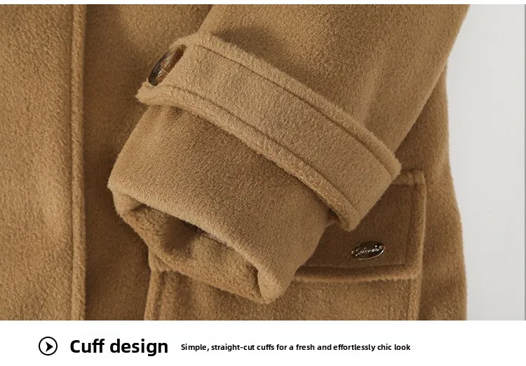 Winter Warm Wool Duffle Coat for Girls Hooded Mid Length Horn Toggle Button Windproof Casual Daily Outer Overcoat 2-14Y Teen