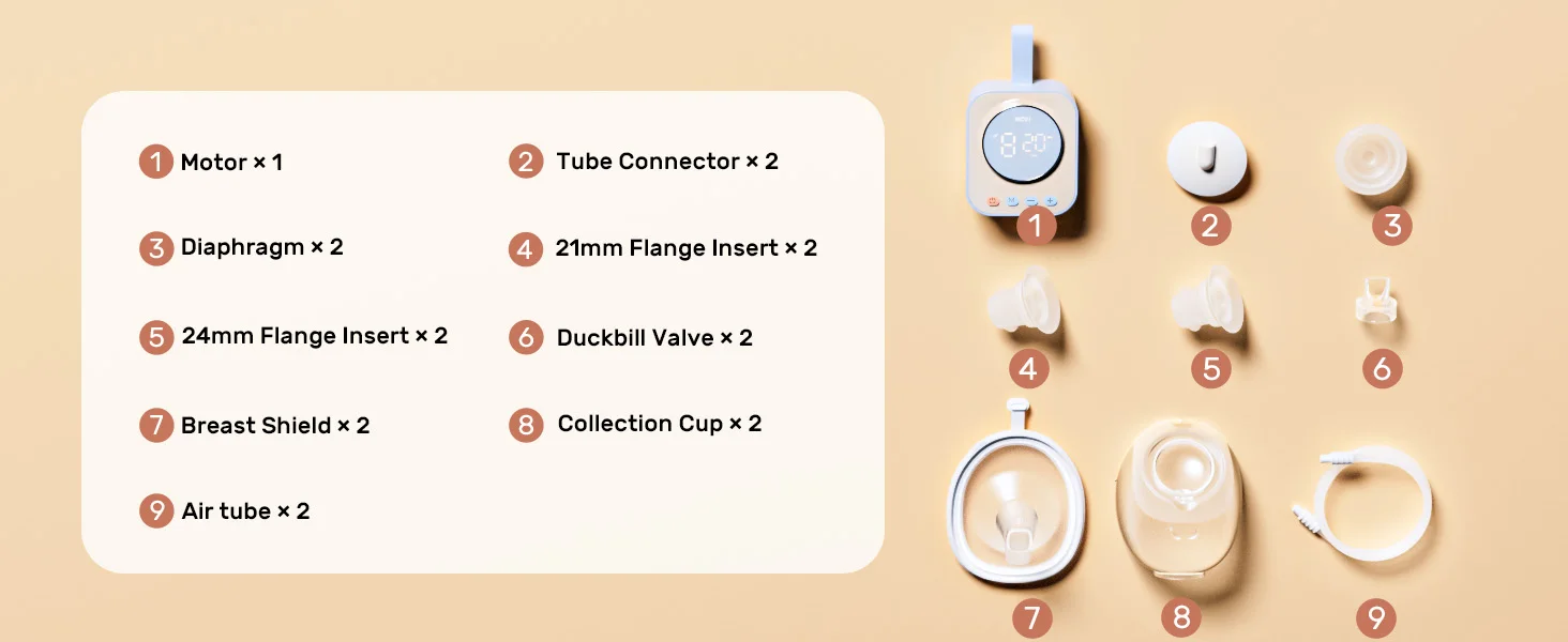 NCVI 2025 Hands Free Wearable Breast Pump,Combined with Strong Motor and Wearable Cups, 4 Modes 9 Levels, 21/24/28mm, Low Noise
