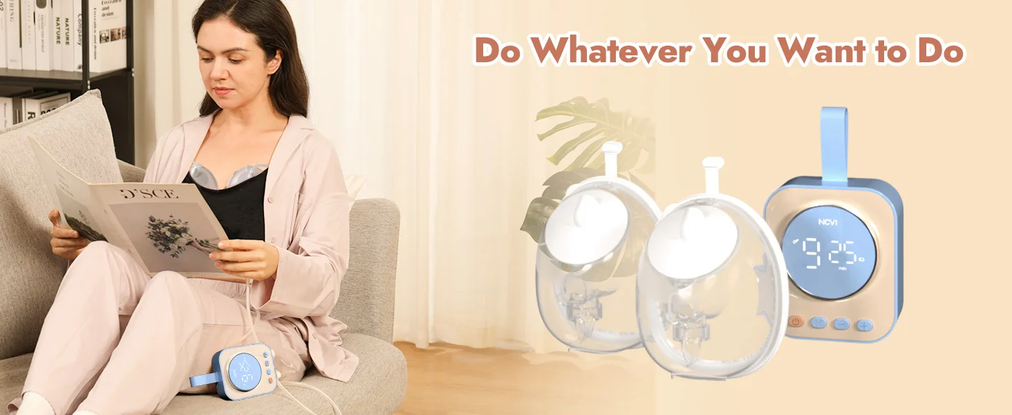 NCVI 2025 Hands Free Wearable Breast Pump,Combined with Strong Motor and Wearable Cups, 4 Modes 9 Levels, 21/24/28mm, Low Noise