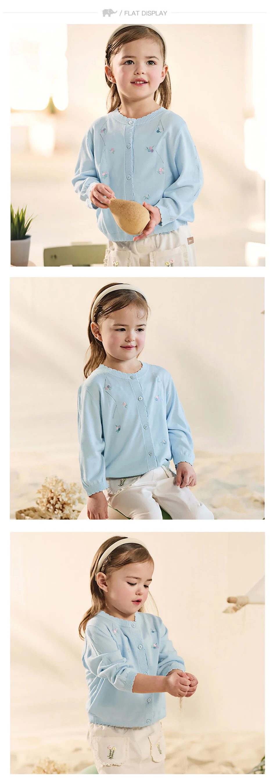 Dave Bella Gilrs Spring Summer Cardigan Sweater Kids Hollow Knitted Cool Sweater Children Outerwear Kids Clothes DB2261869