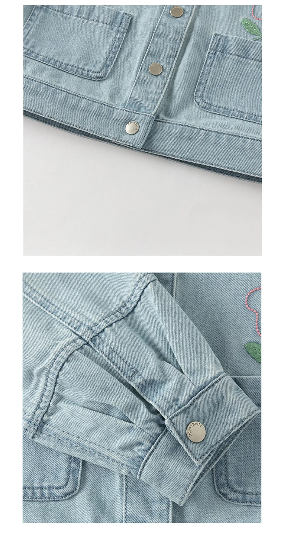 Dave Bella Children Denim Jacket Autumn Spring Girl Long Sleeve Cowboy Coat Baby Fashion Casual Outerwear Kids Clothes DB1260336