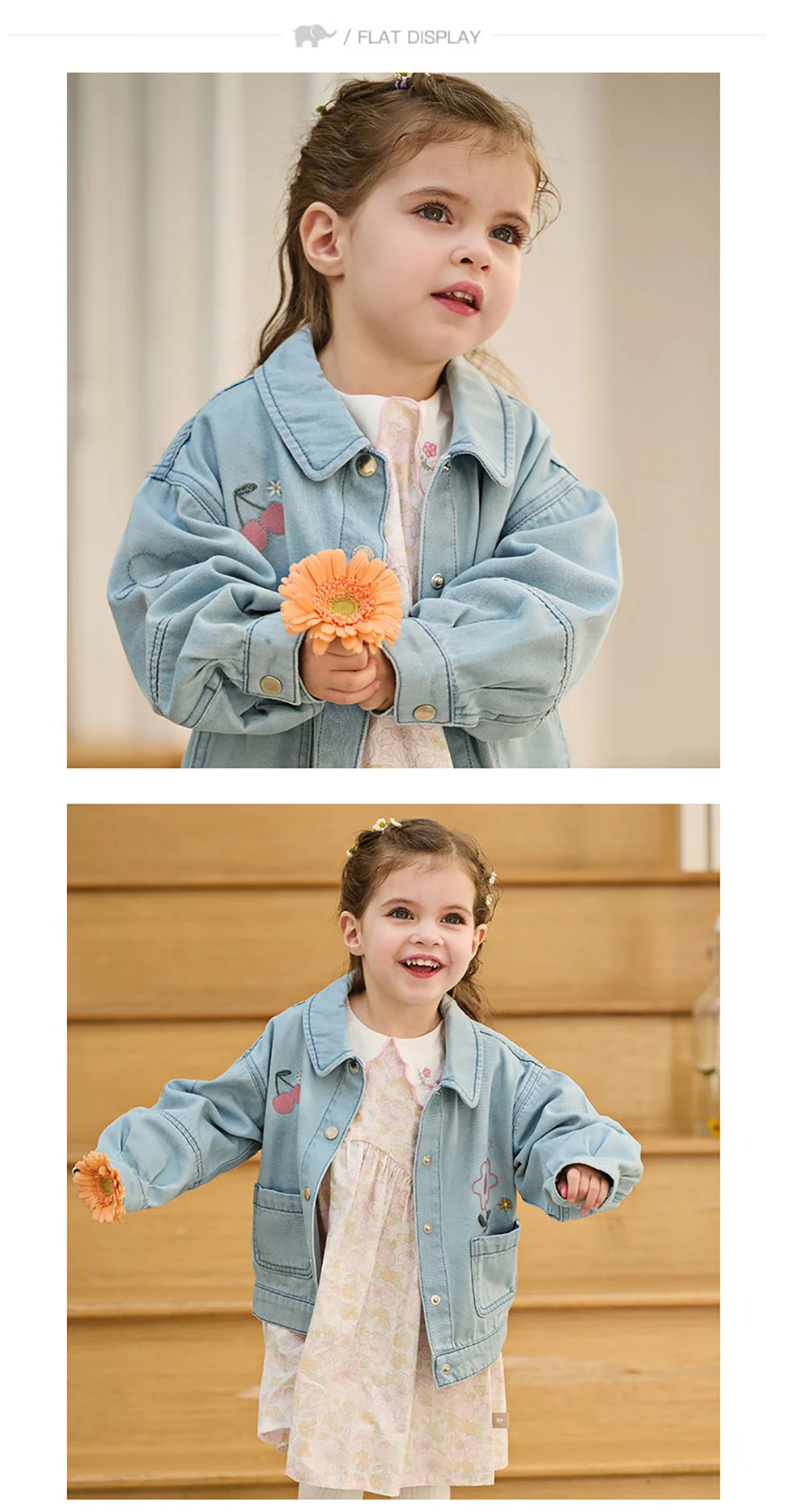 Dave Bella Children Denim Jacket Autumn Spring Girl Long Sleeve Cowboy Coat Baby Fashion Casual Outerwear Kids Clothes DB1260336