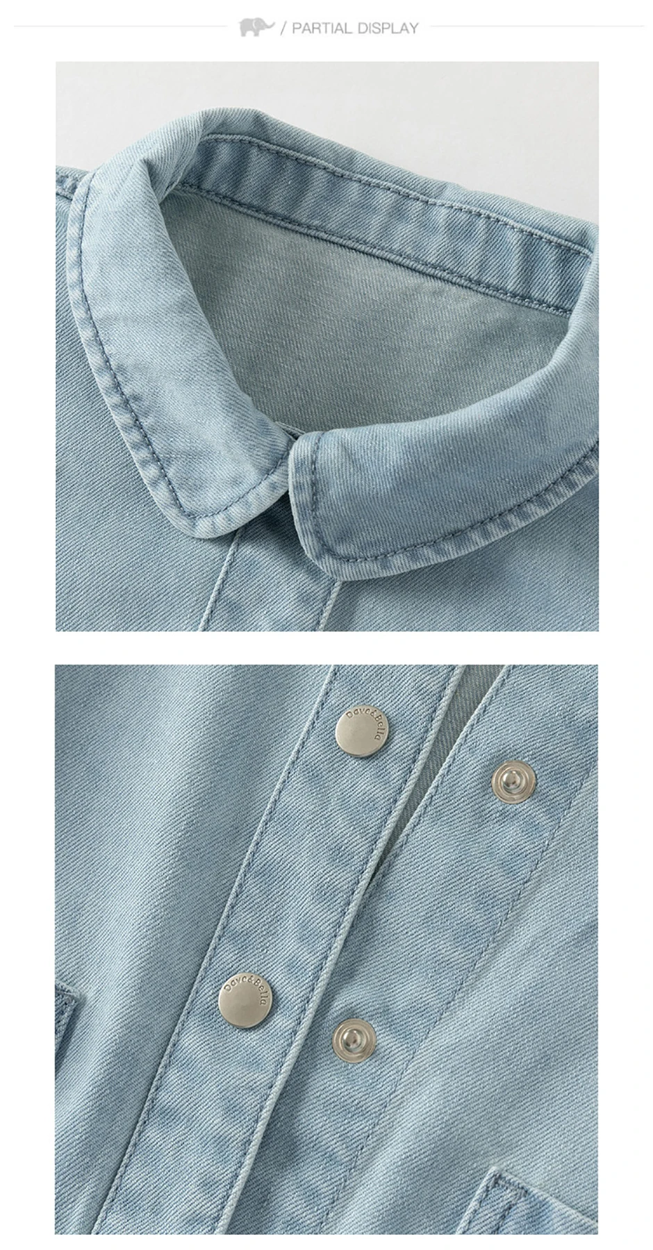 Dave Bella Children Denim Jacket Autumn Spring Girl Long Sleeve Cowboy Coat Baby Fashion Casual Outerwear Kids Clothes DB1260336