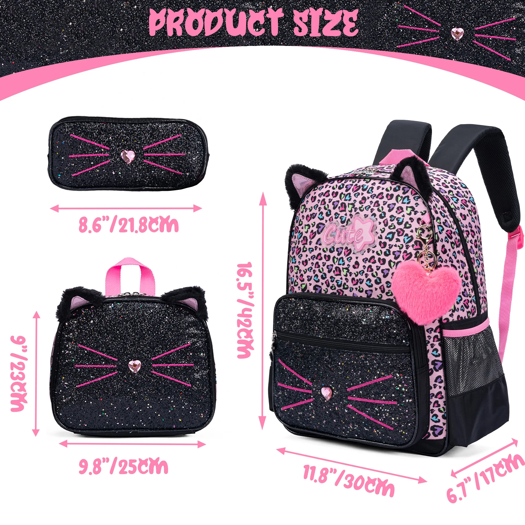 Meetbelify Backpack for Girls Cute Panda School Bag with Lunch Box for Elementary Student Kids Bookbag for Girls