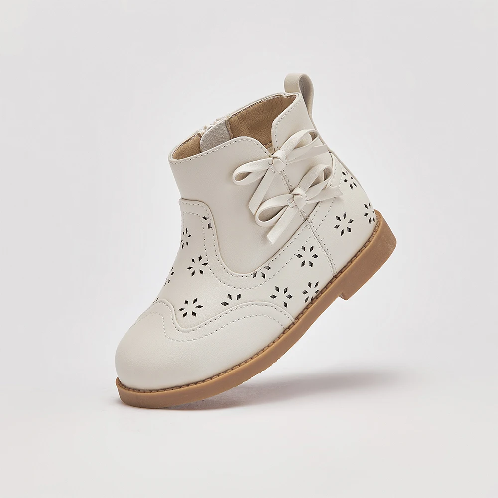 Dave Bella Children's Short Leather Boots Winter Girls Anti Slip Plush Shoes Fashion Casual Outerwear Kids Ankle Boots DB4253578