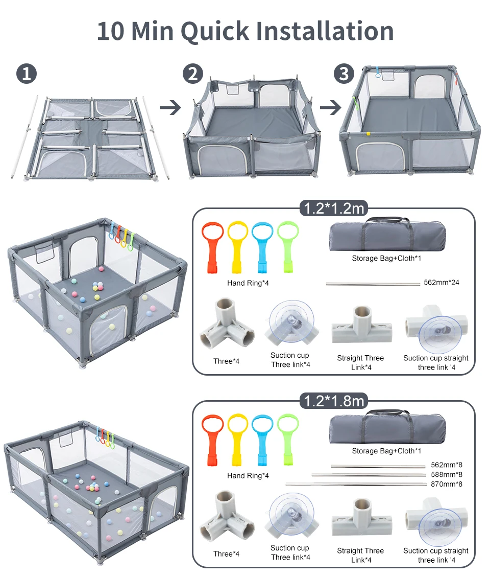 2026 Premium XL Baby Playpen, All-in-One Toddler Activity Center with Soft Impact Padding & Integrated Ball Pit, Indoor & Outdoor Use for Kids Ages 0-5