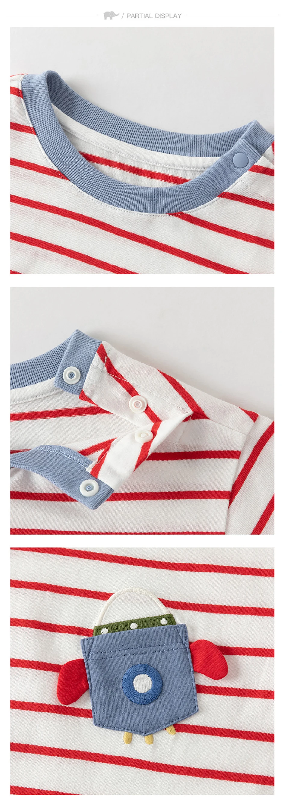 Dave Bella Boys Striped T-shirt Summer Short Sleeve Pullover Pure Cotton Bottoming Top Cool Casual Children Clothes DB2261630