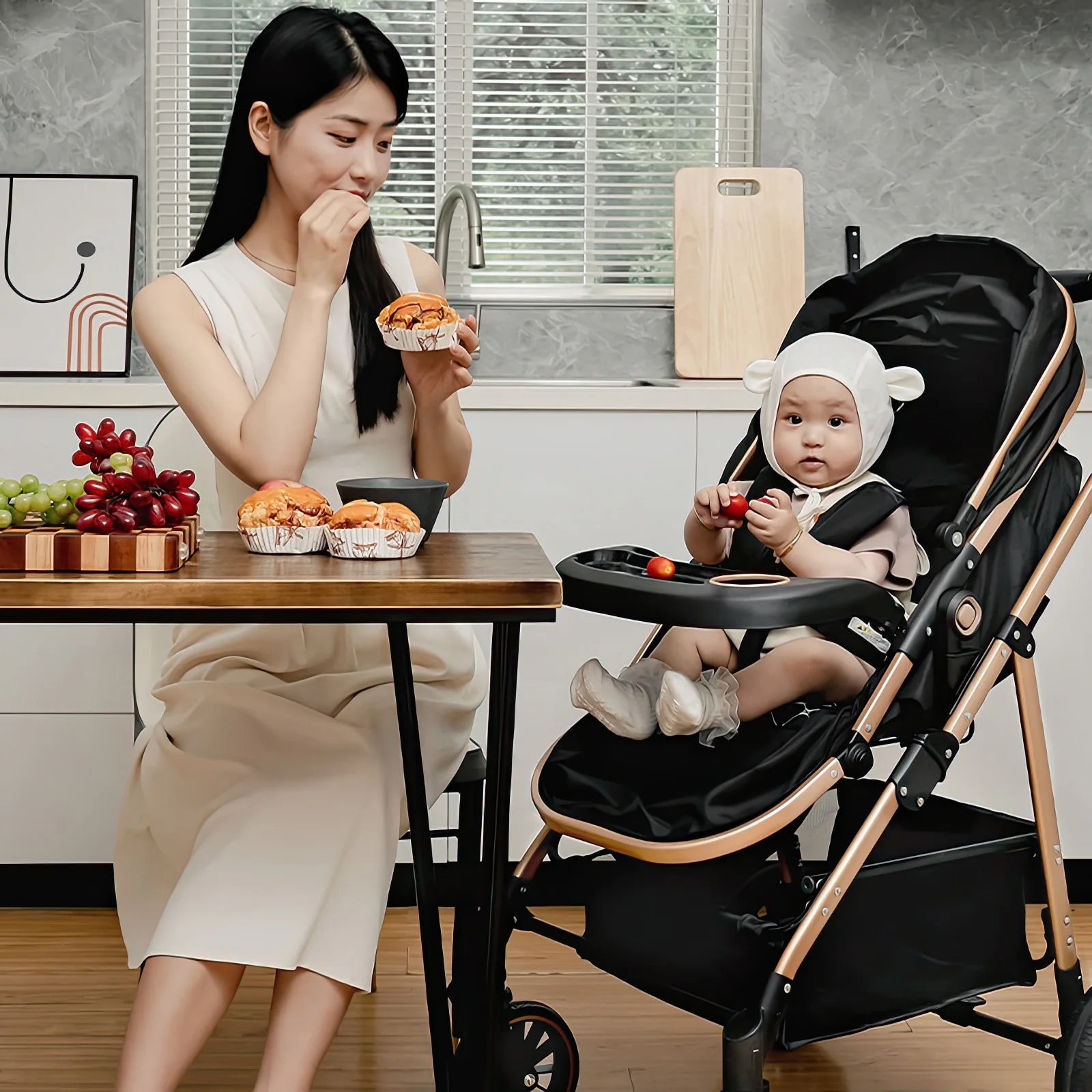 OWJHE 3 In 1 luxury stroller for baby, new, Portable, Travelling, foldable, aluminum frame, newborn shock absorber baby stroller