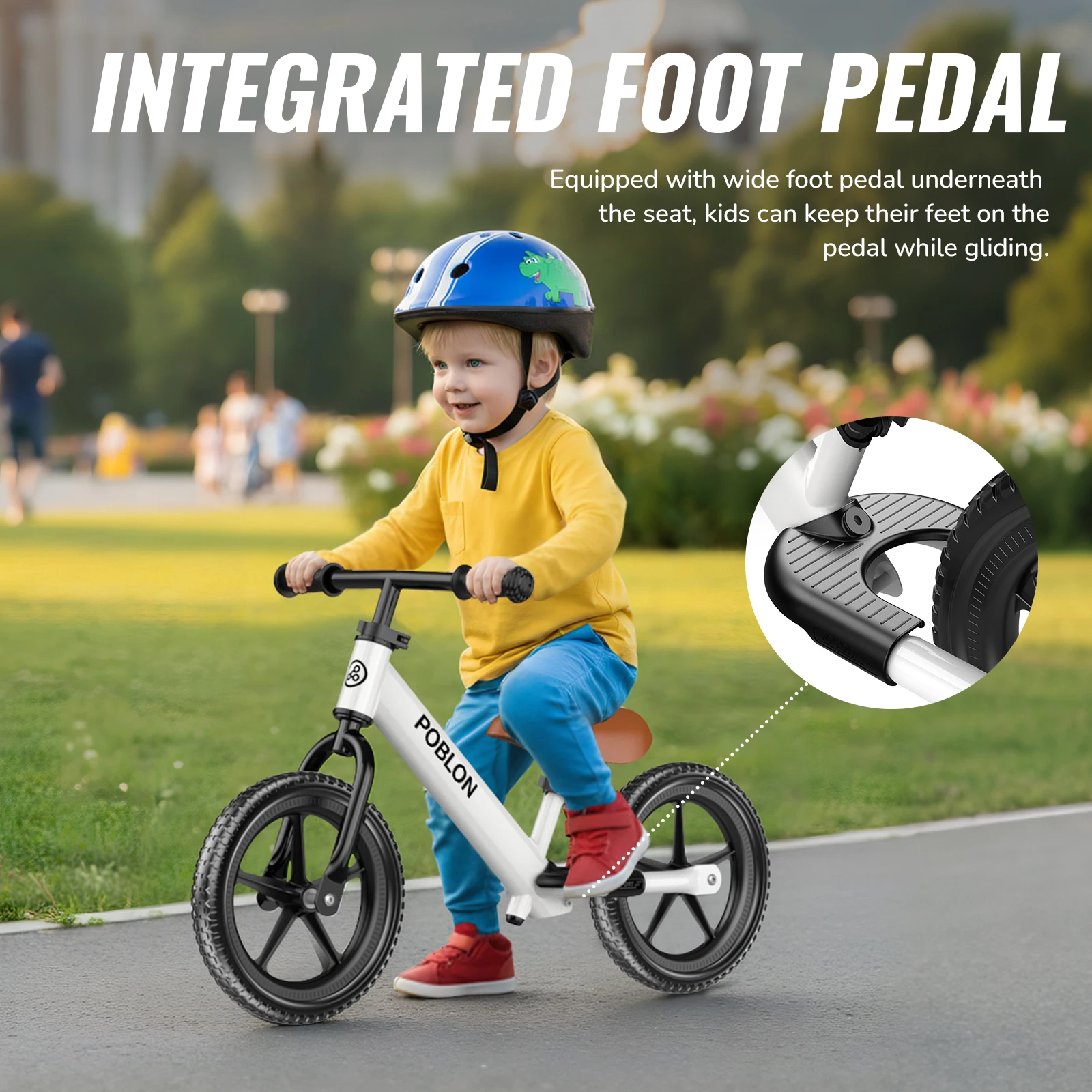Adjustable Toddler Balance Bike For Children Aged 18 Months To 5 Years Indoor And Outdoor Anti-Slip Grip Snap Design Foot Pedal