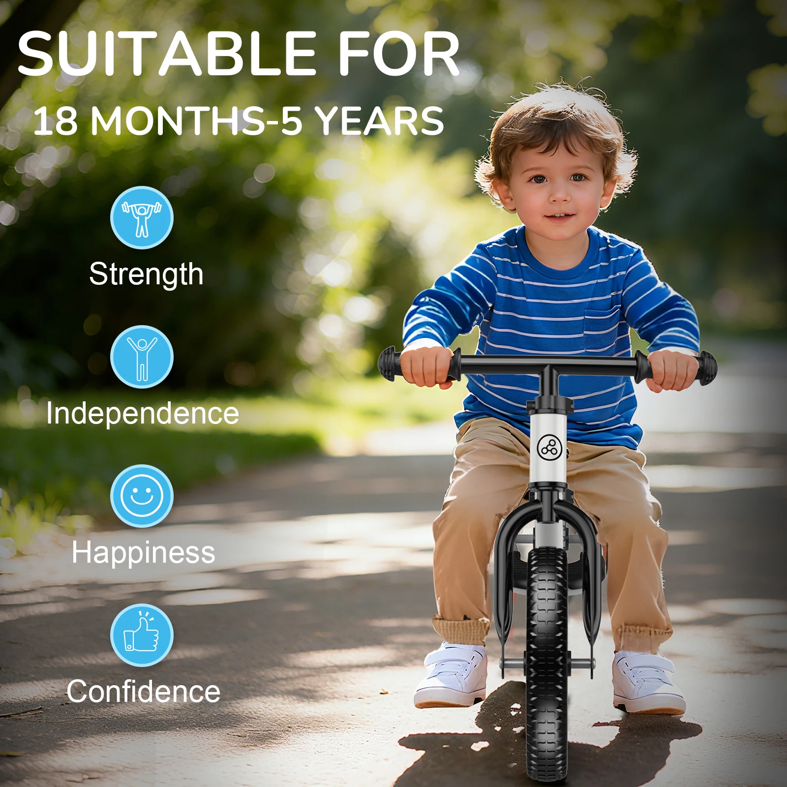 Adjustable Toddler Balance Bike For Children Aged 18 Months To 5 Years Indoor And Outdoor Anti-Slip Grip Snap Design Foot Pedal