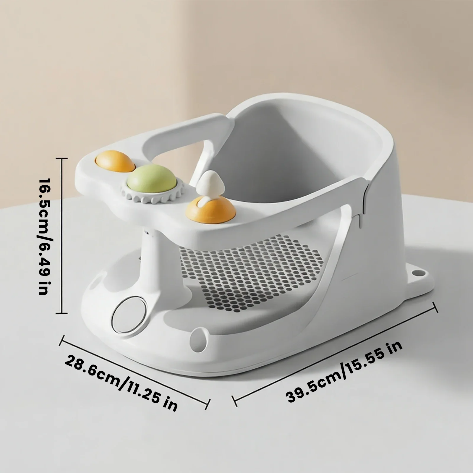 Baby Bath Seat with Interactive Toys, Non-Slip Suction Cups, Breathable Mesh, for Sit-Up Babies, 6-36 Months Easy to Clean